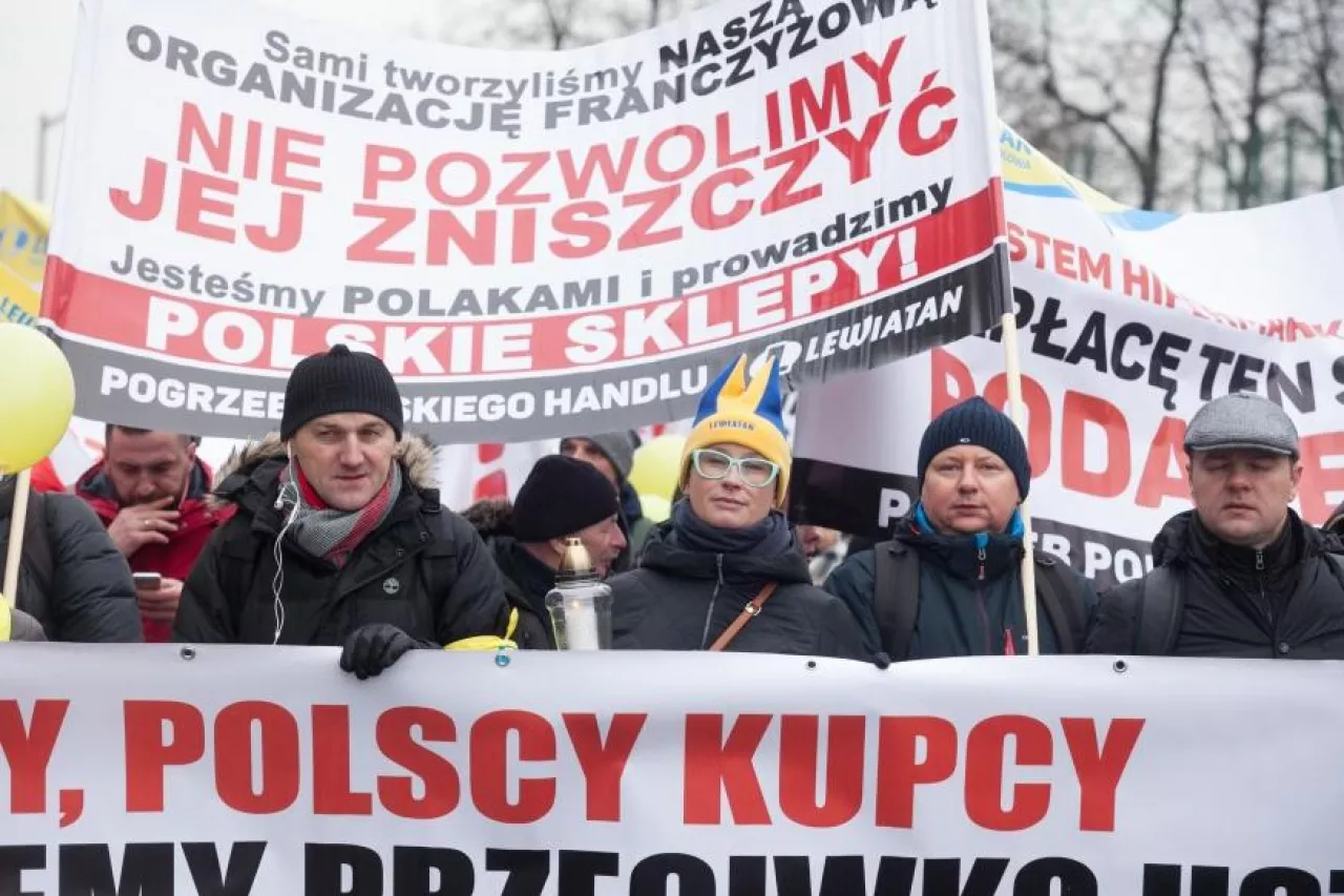 Manifestacja handlowców w Warszawie, 11 lutego br. (fot. Jacek Łagowski / wiadomoscihandlowe.pl)
