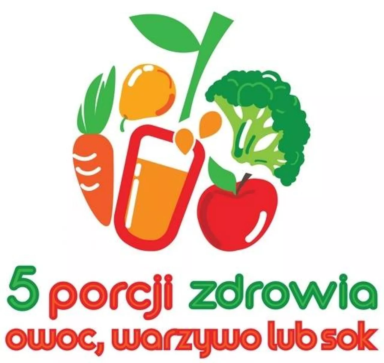 Logo kampanii „5 porcji warzyw, owoców lub soku” (mat. prasowe)