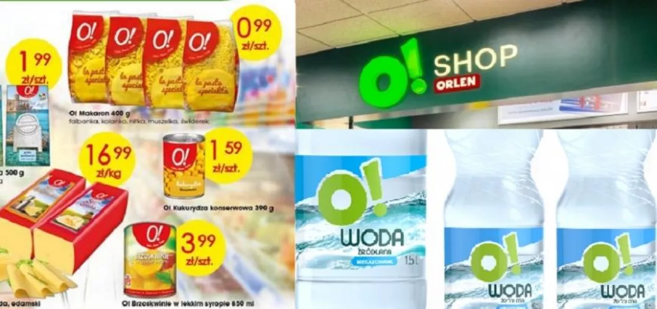 Po lewej stronie produkty marki własnej PGS, po prawej sklep O!Shop i marka własna Orlenu (fot. Orlen/PGS)