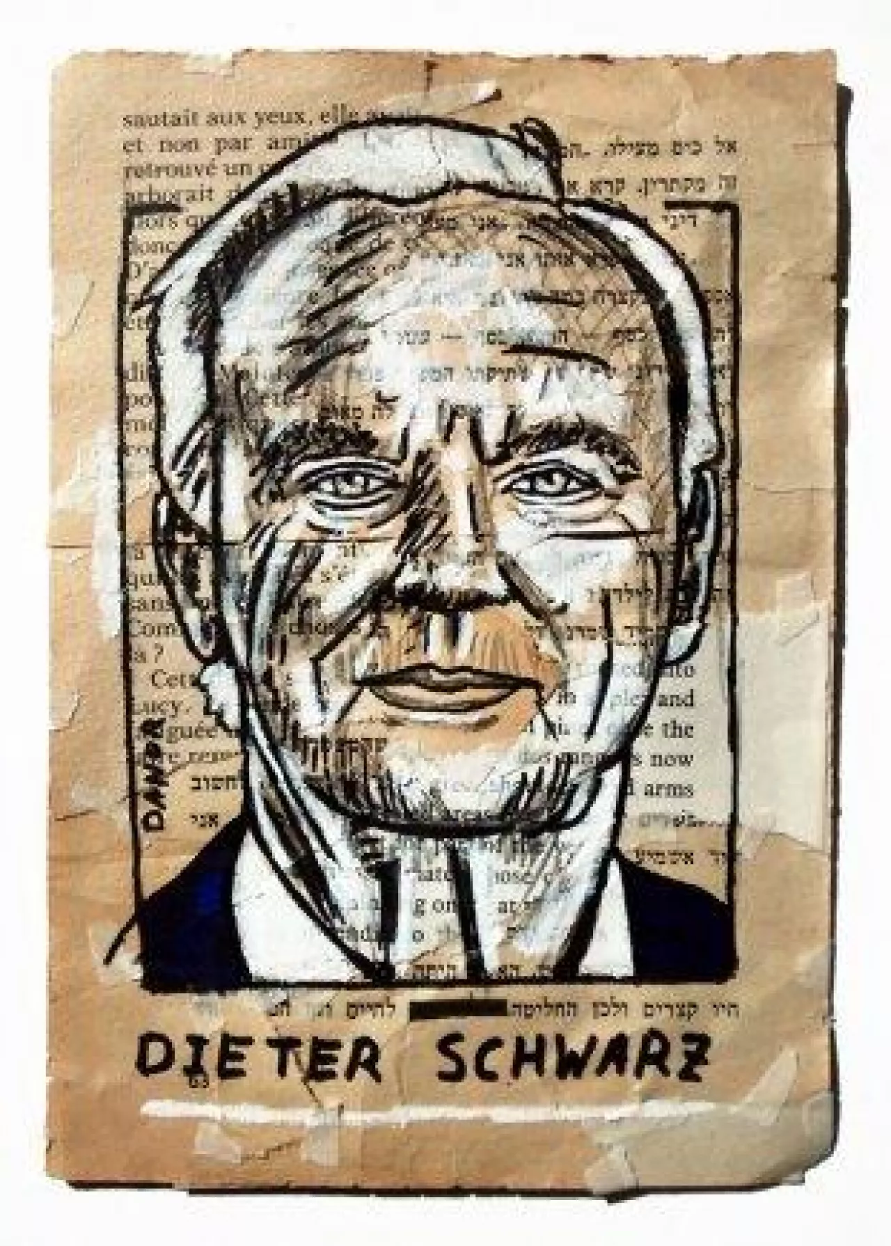 (Dieter Schwarz Portrait Painting Collage By Danor Shtruzman)