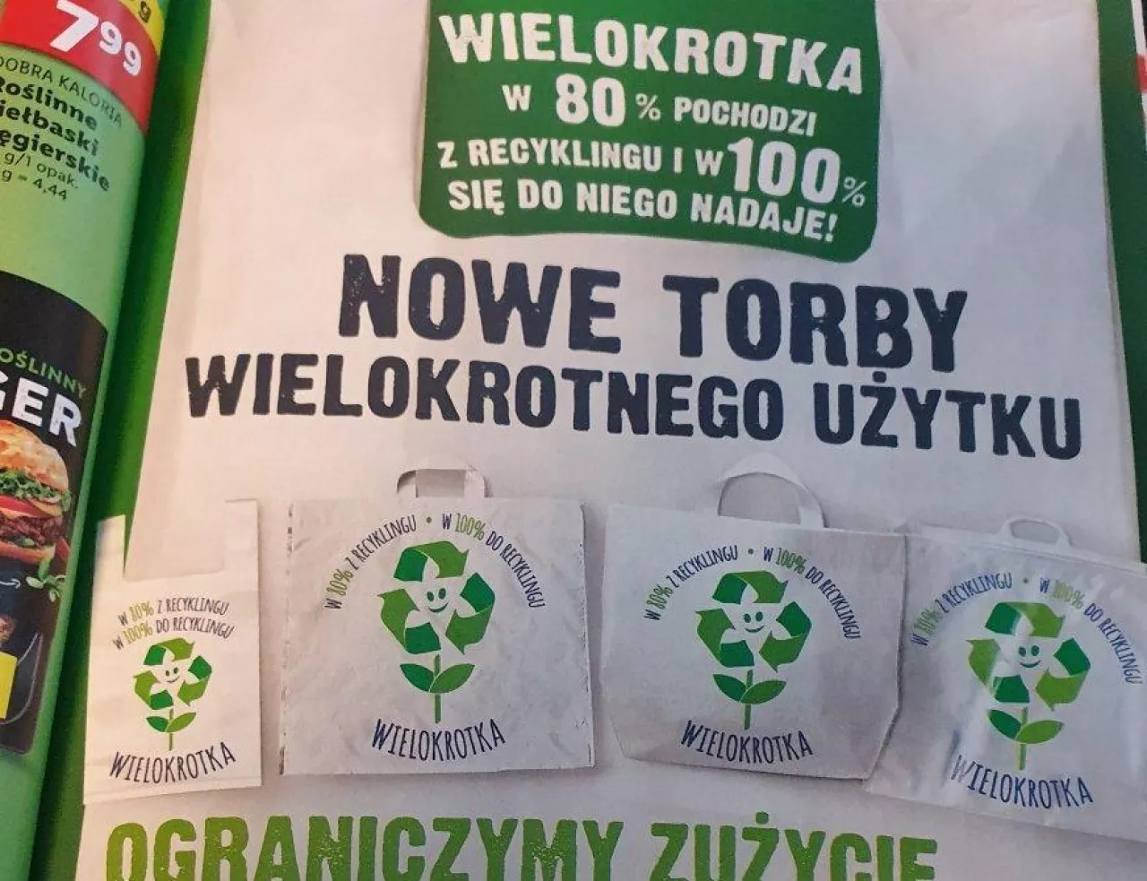 Strona z gazetki sieci Lidl z informacją o torbach wielokrotnego użytku (wiadomoscihandlowe.pl)