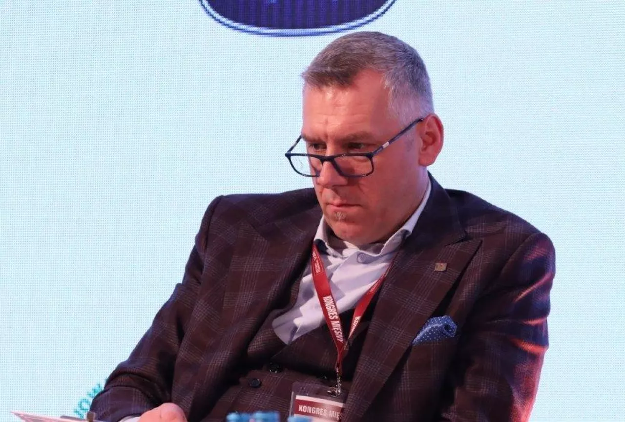 Grzegorz Zych, wiceprezes firmy Dobrowolscy, podczas V Kongresu Mięsnego 2020 (fot. wiadomoscihandlowe.pl)