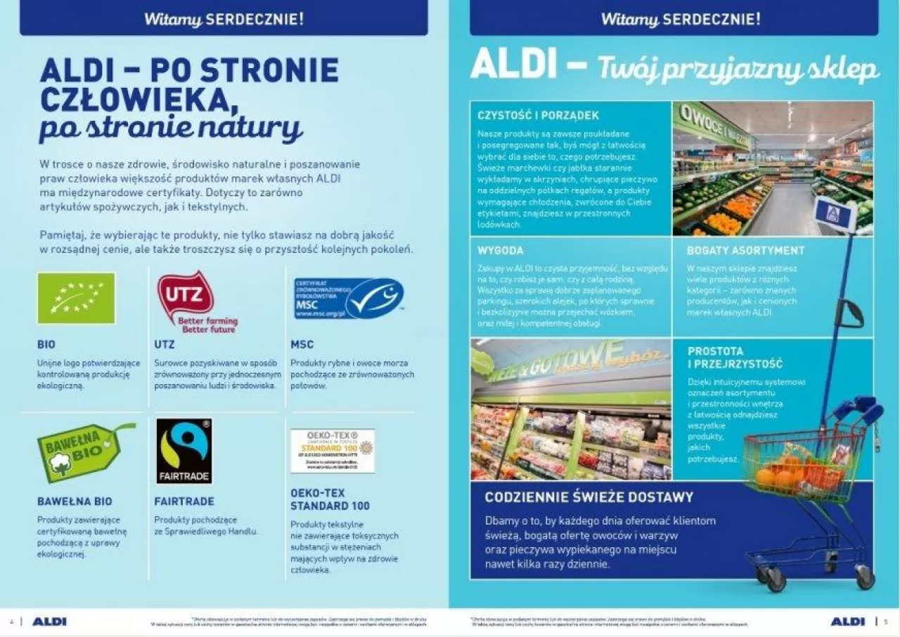 Wybrane strony z gazetki sieci Aldi dla klientów sklepu w Lesznie (Aldi)