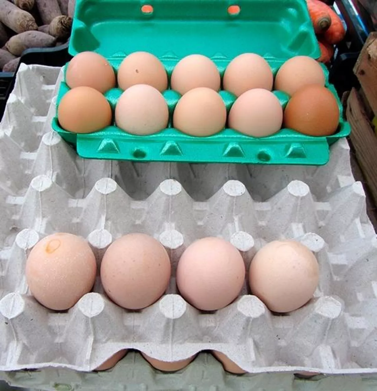 Jaja bez stempelków od kur „prawdziwych, grzebiących, karmionych ziarnem” ()