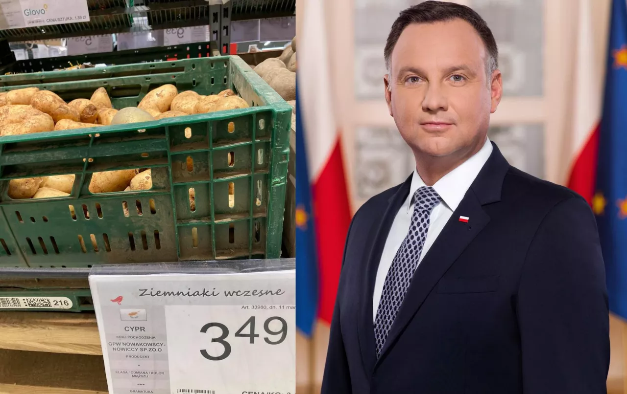 Andrzej Duda wybrał w Auchan cypryjskie ziemniaki (AgroUnia, Jakub Szymczuk/KPRP)