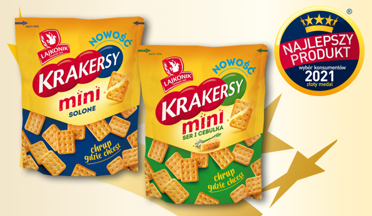 Krakersy Mini Lajkonik nagrodzona w badaniu Najlepszy Produkt – Wybór Konsumentów (WH)