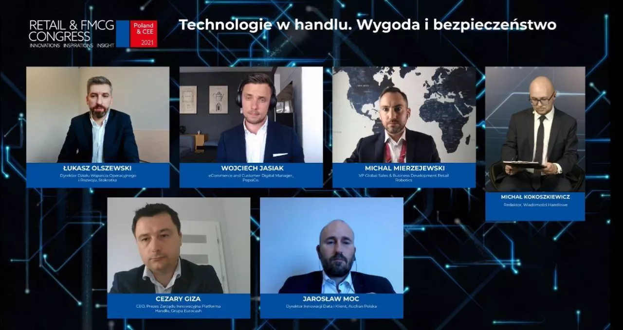 Uczestnicy debaty ”Technologie w handlu. Wygoda i bezpieczeństwo” na Retail &amp; FMCG Congress 2021 (wiadomoscihandlowe.pl)
