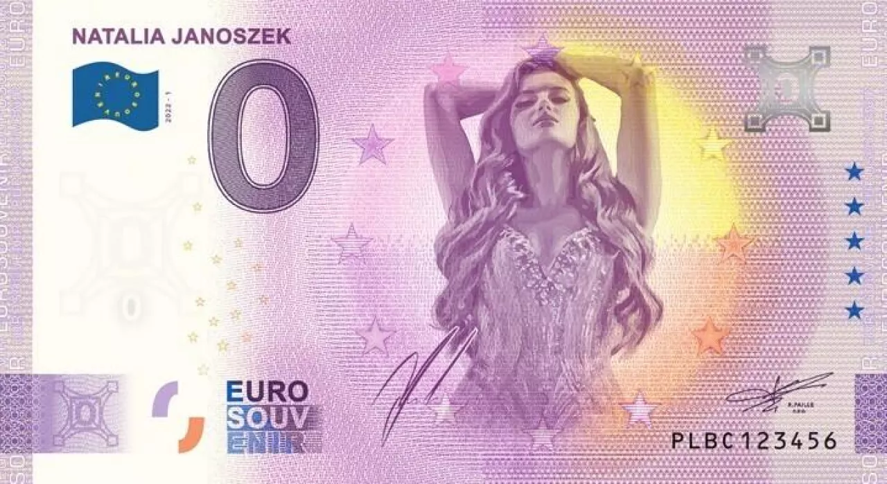 Banknot 0 Euro Souvenir z wizerunkiem Natalii Janoszek (Banknoty Pamiątkowe)