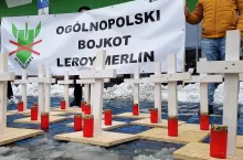 30 kwietnia OBLM organizuje kolejną akcję protestacyjną przed sklepami Auchan i Leroy Merlin st przed sklepem Leroy Merlin (Ogólnopolski Bojkot Leroy Merlin)