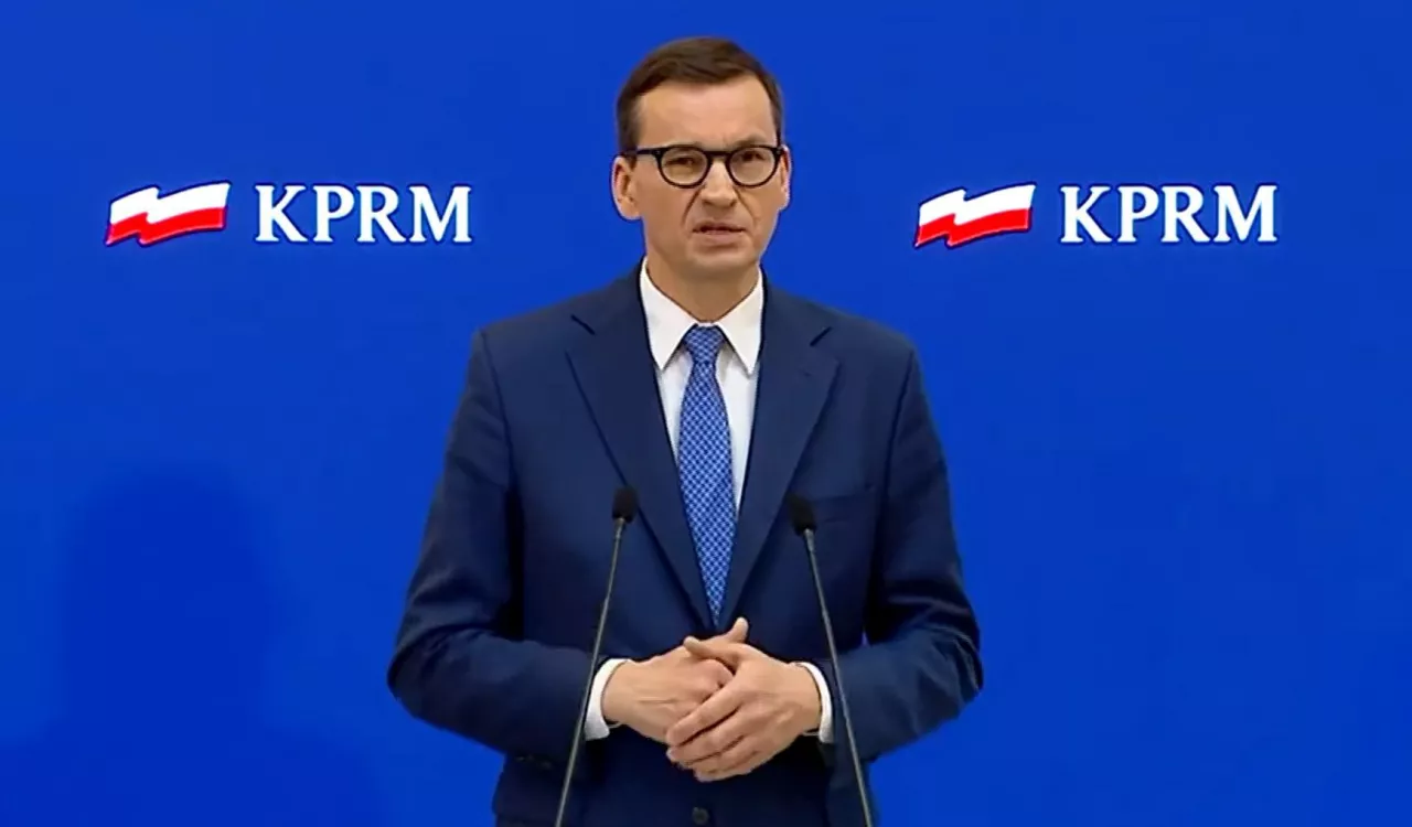 Premier Mateusz Morawiecki podczas konferencji prasowej (KPRM)