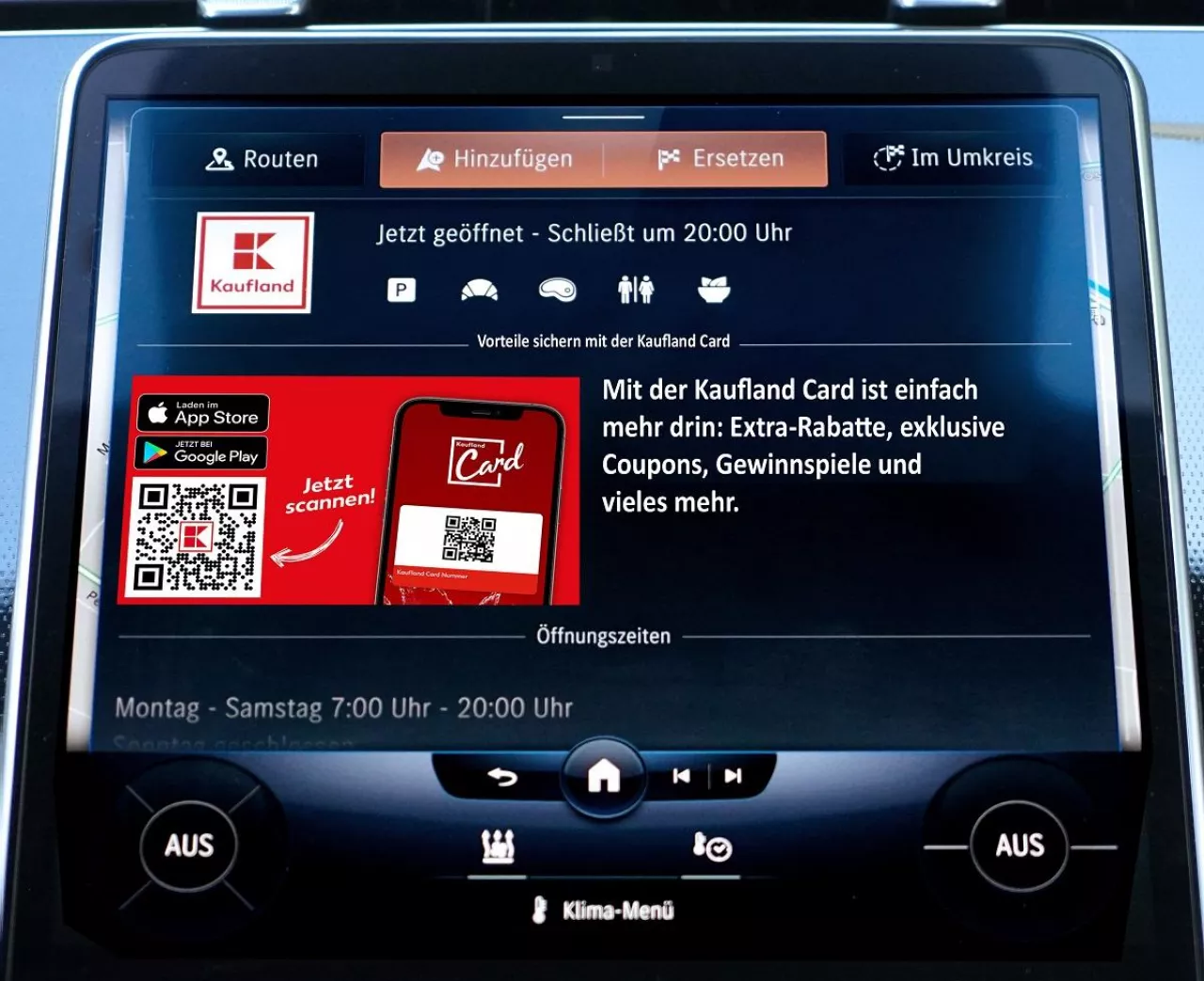 Reklama sieci handlowej Kaufland na ekranie samochodowym (Kaufland)