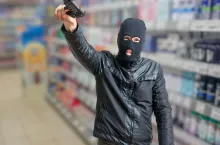 Napastnicy, którzy próbowali okraść kasę sklepu Żabka w Kobyłce byli wyposażeni w broń i metalową pałkę (fot. Shutterstock)