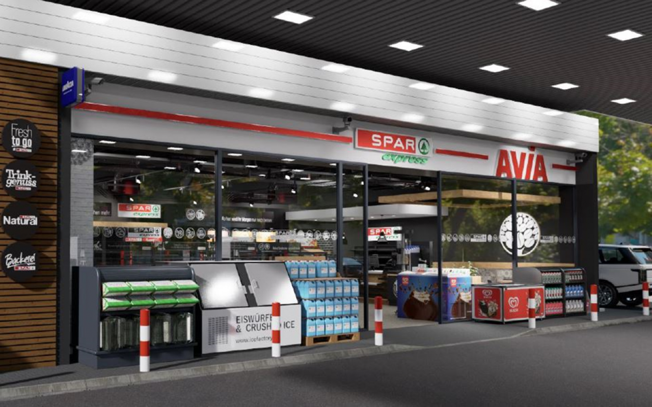 Wizualizacja sklepu SPAR Express na stacji paliw Avia