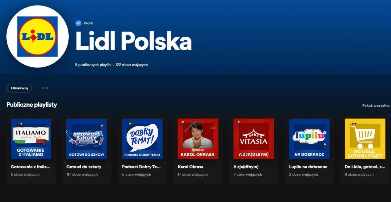 &lt;p&gt;Profil Lidl Polska w serwisie Spotify (fot. Spotify)&lt;/p&gt;