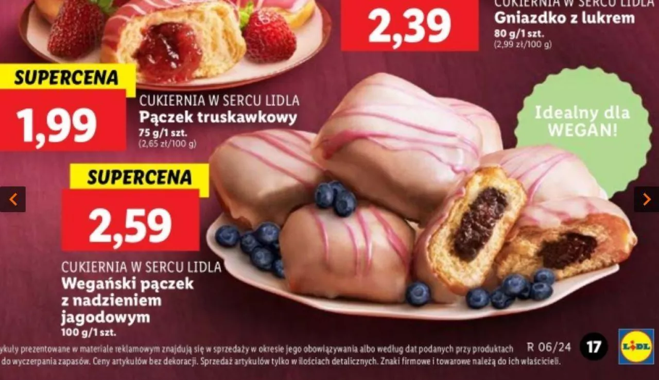 &lt;p&gt;Pączki z Lidla w tym roku nie są wegańskie (fragment strony z gazetki Lidl Polska)&lt;/p&gt;