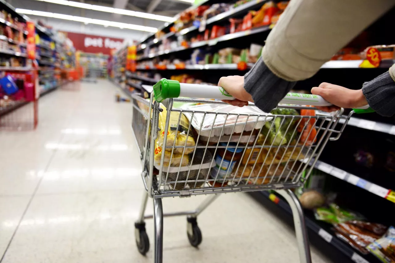 &lt;p&gt;London, UK - August 18, 2014A shopper pushes a trolley along an aisle in an Asda supermarket. American company Walmart owns Asda, which is UK‘s largest retail chain after Tesco with 568 stores.&lt;/p&gt;