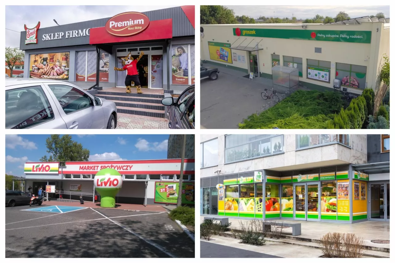 <p>Sieci Nasz Sklep, Groszek, Livio i Odido (collage KK)</p>
