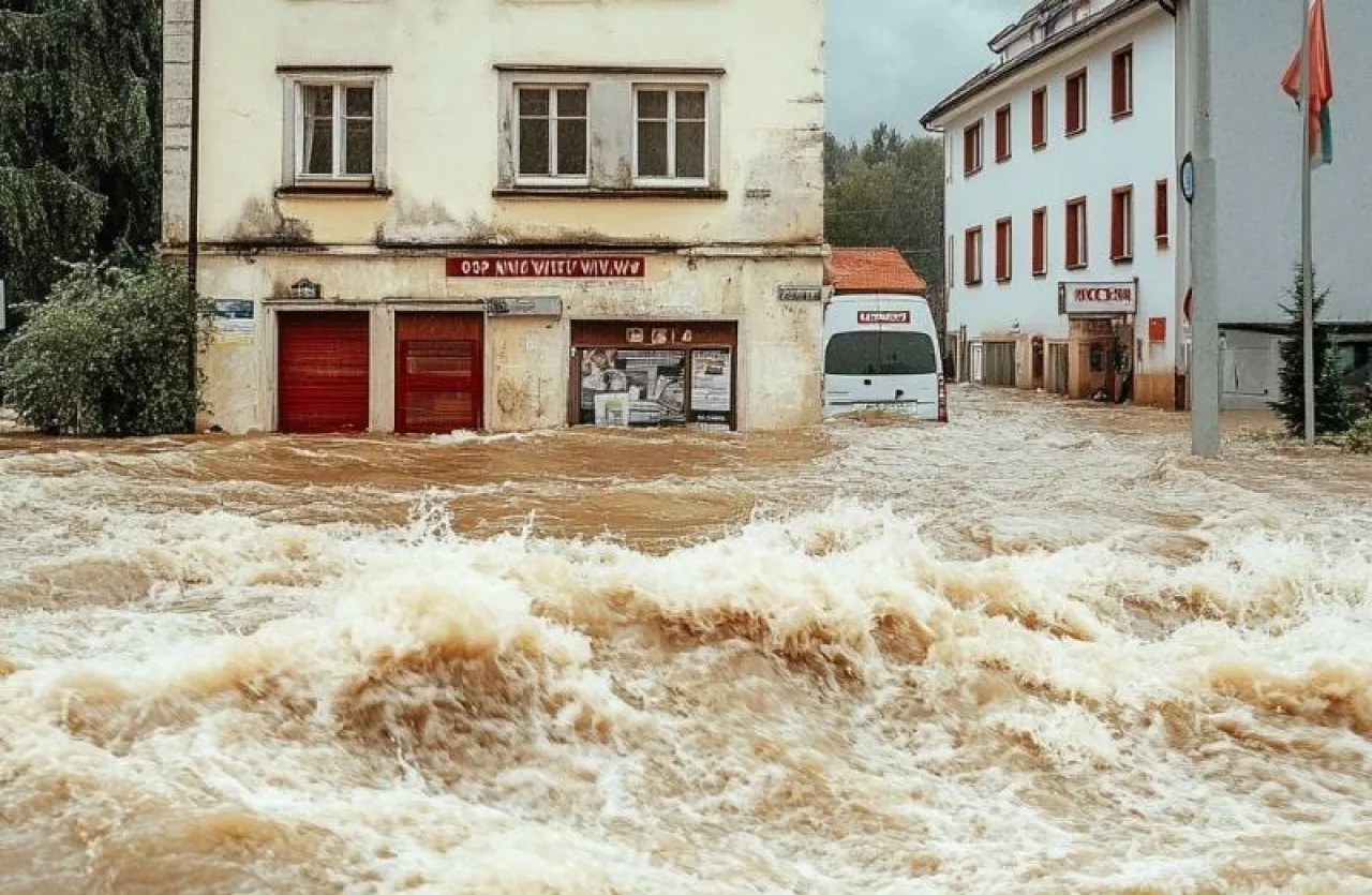 <p>Głuchołazy pod wodą (Źródło: FB/I love Poland)</p>