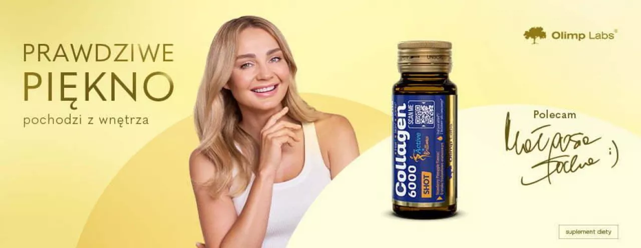 Shot Olimp Labs Collagen 6000 Active &amp; Brilliance nagrodzony srebrną Perłą Rynku FMCG