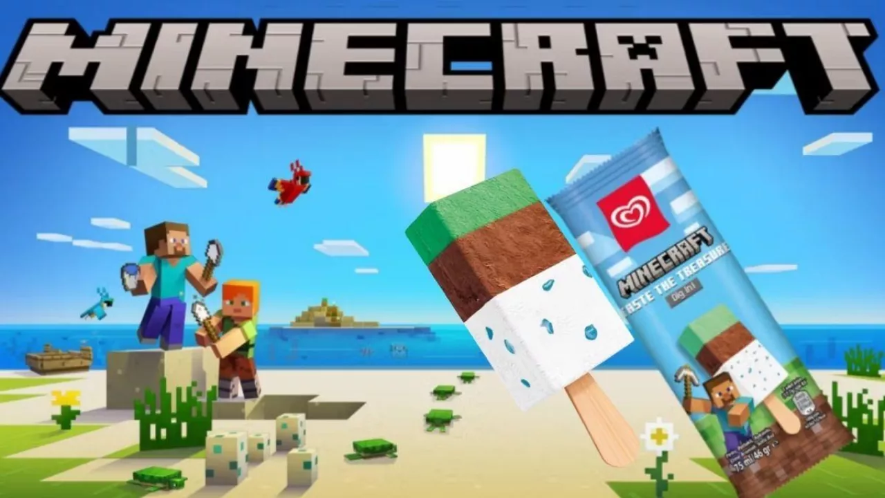 <p>Kultowa gra Minecraft łączy się z lodami. Żabka znów będzie mieć HIT (fot. Unilever)</p>