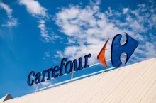 Finestrat, Spain - March 9, 2018Carrefour logo in Finestrat Spain.