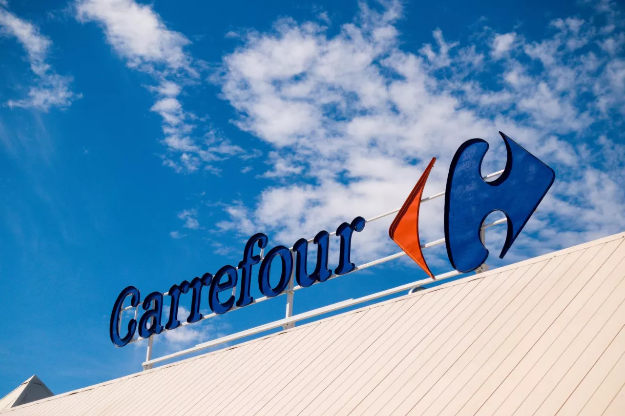 Finestrat, Spain - March 9, 2018Carrefour logo in Finestrat Spain.