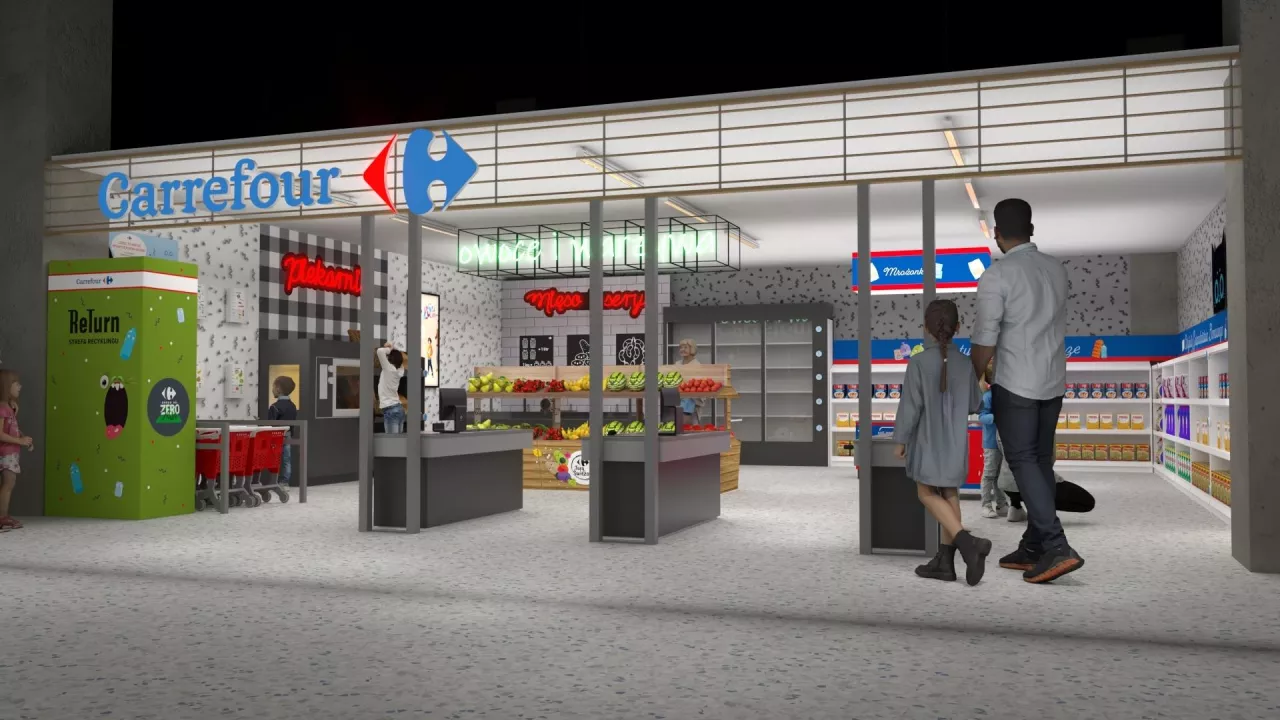 Wizualizacja dedykowanego dzieciom sklepu Carrefour w Smart Kids Planet w Krakowie (fot. Carrefour)