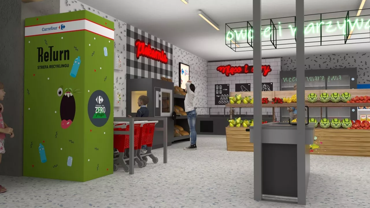 Wizualizacja dedykowanego dzieciom sklepu Carrefour w Smart Kids Planet w Krakowie (fot. Carrefour)