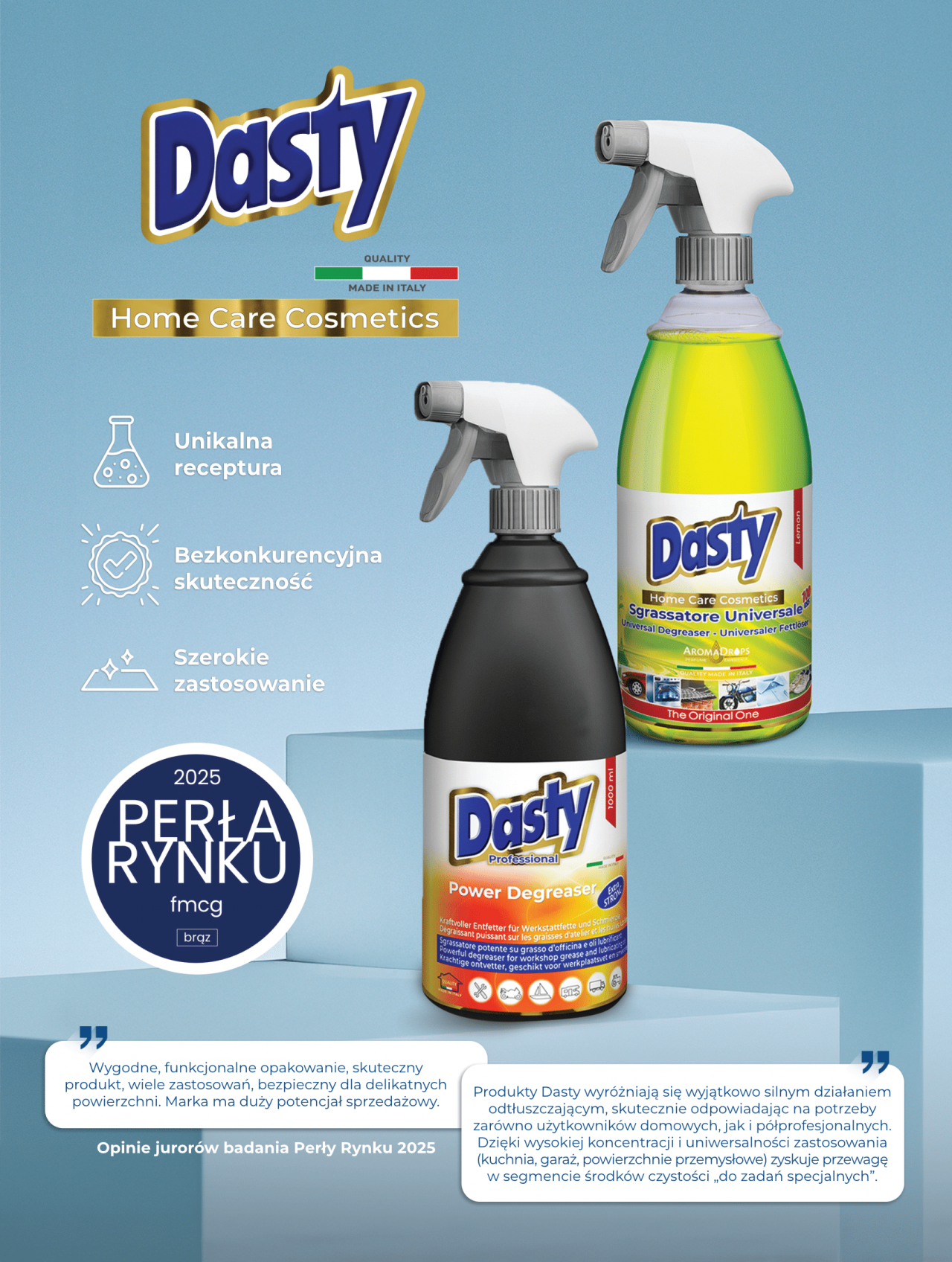 Dasty z Brązową Perłą Rynku FMCG 2025. Nagroda dla włoskiej czystości i wyróżnienie dla Optymer Trade - dystrybutora renomowanych włoskich marek