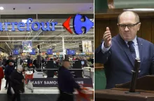 Marek Sawicki o przejęciu Carrefoura przez KGS: Minister zrobił oczy jak 5 złotych (fot. Carrefour + Sejm)