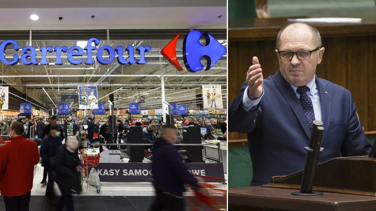 Marek Sawicki o przejęciu Carrefoura przez KGS: Minister zrobił oczy jak 5 złotych (fot. Carrefour + Sejm)