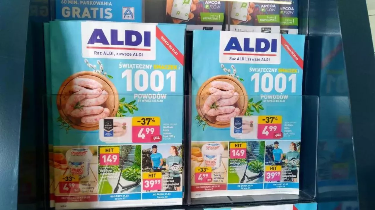 Na zdj. gazetka sieci Aldi (fot. wiadomoscihandlowe.pl)