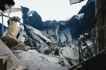 Skutki ataku dronów na ukraińską farmę świń