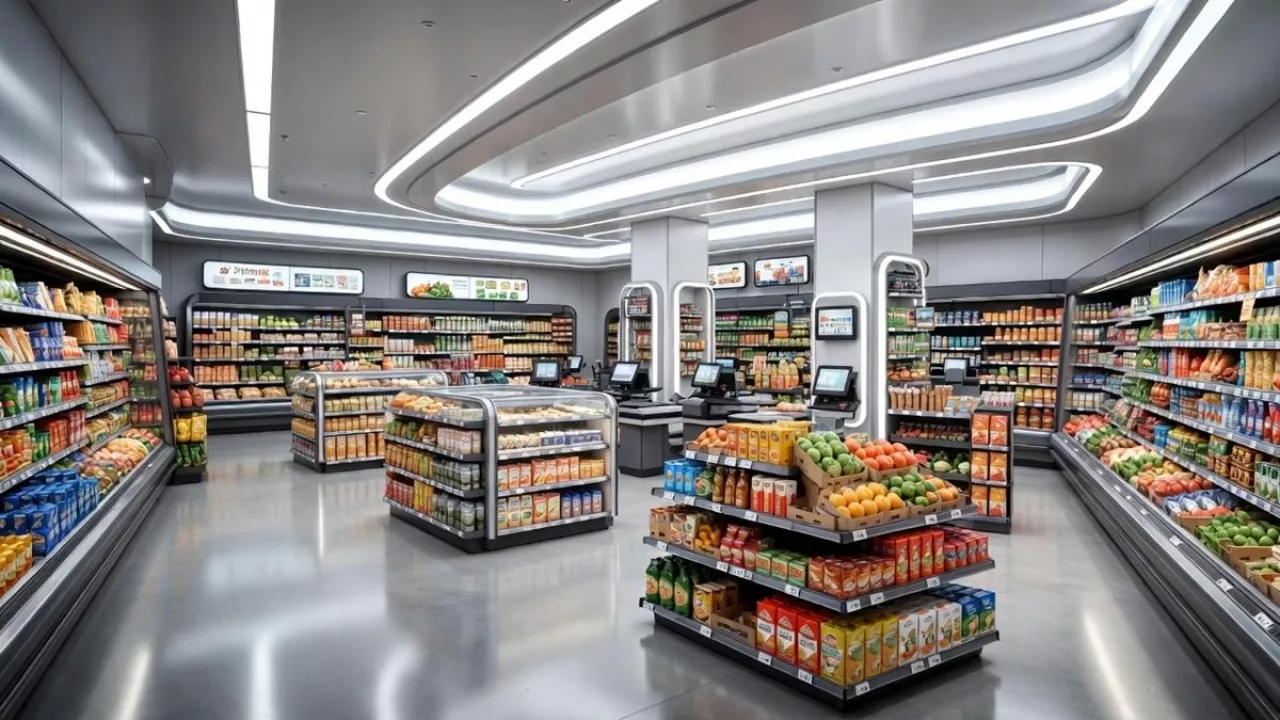 Sklep przyszłości według Groka (źródło: Grok)