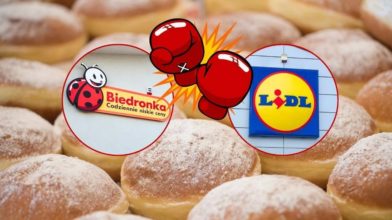 Pączki po 5 groszy! Gdzie taniej: Lidl czy Biedronka? (fot. Canva + Biedronka + Shutterstock)