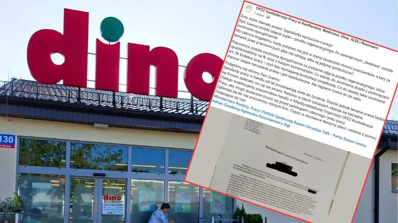 Konflikt między gigantem handlowym Dino Polska S.A. a OPZZ Konfederacja Pracy rośnie w sile (fot. wiadomoscihandlowe.pl + OPZZ Konfederacja Pracy)