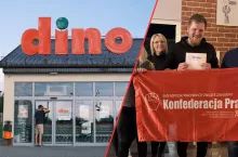 Strajk sparaliżuje Dino? Związkowcy żądają 900 zł podwyżki. ”Jesteśmy w pełnej gotowości!” (fot. Shutterstock + OPZZ Konfederacja Pracy Dino)