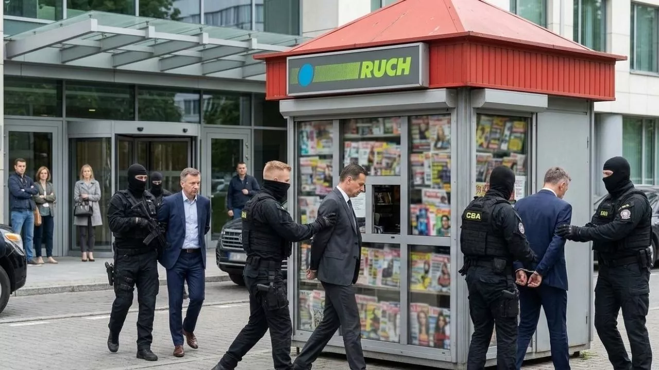 Funkcjonariusze CBA zatrzymali osiem osób z dawnego kierownictwa spółki Ruch (fot. grafika wygenerowana przez AI)