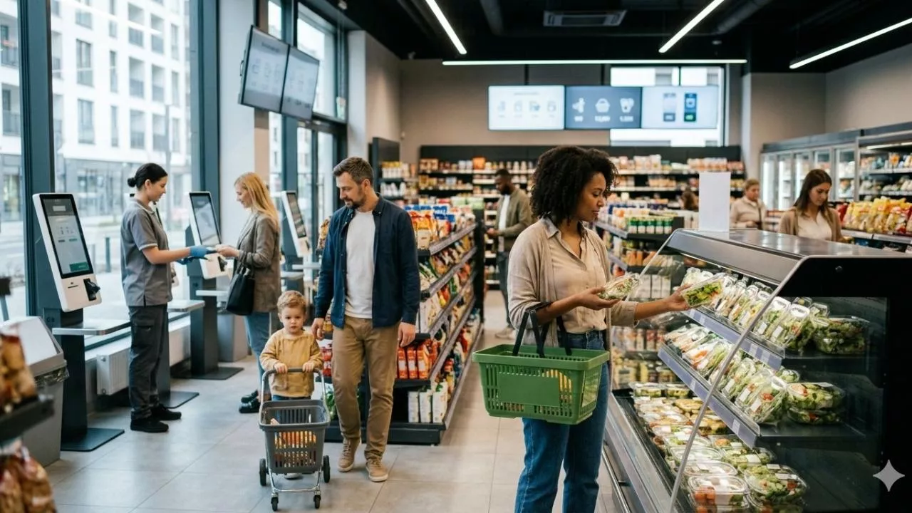 Tradycyjne hipermarkety systematycznie tracą swoją dominującą pozycję na rzecz mniejszych, szybszych formatów (fot. grafika wygenerowana przez AI)