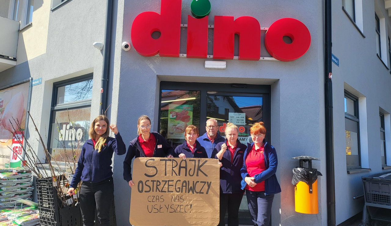 Strajk ostrzegawczy w Dino (fot. za: Facebook)
