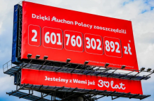 Licznik Auchan, niczym jak Licznik Długu Publicznego wskazuje rosnącą liczbę (fot. Auchan Polska)