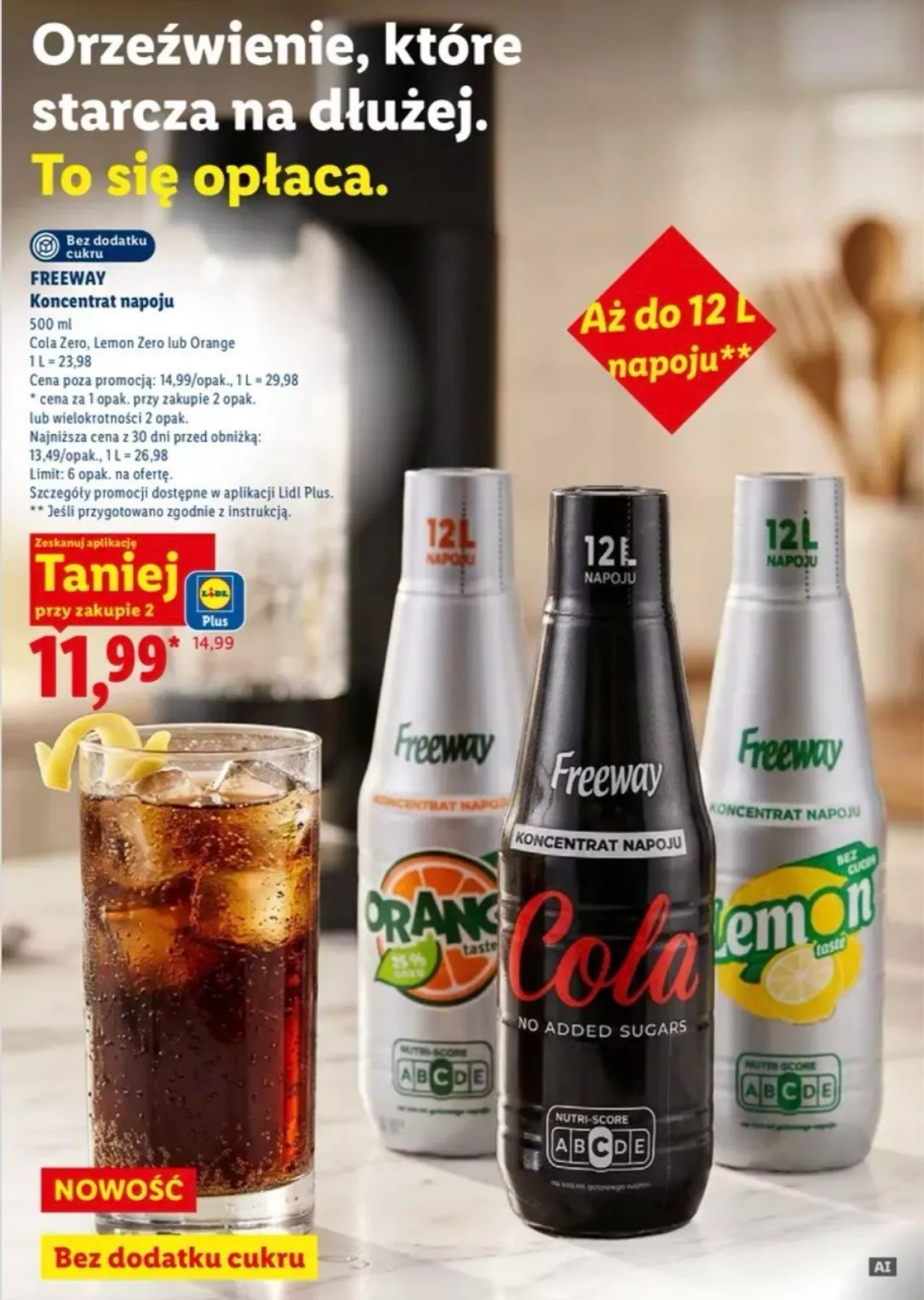 Lidl wprowadza koncentraty napojowe Freeway bez kaucji (fot. Lidl Polska).
